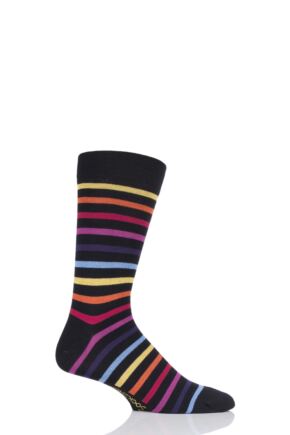 SOCKSHOP 1 Pair Striped Colour Burst Bamboo Socks with Smooth Toe Seams