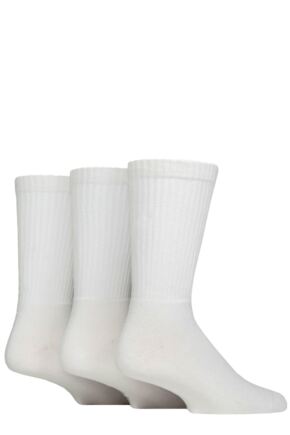 Mens and Ladies 3 Pair SOCKSHOP Lazy Panda Full Cushion Crew Bamboo Sports Socks White 4-8