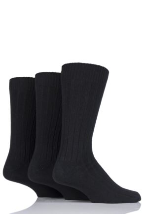 Mens 3 Pair SOCKSHOP Ribbed Cotton Socks