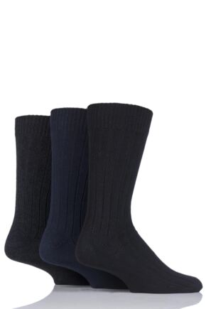 Mens 3 Pair SOCKSHOP Ribbed Cotton Socks