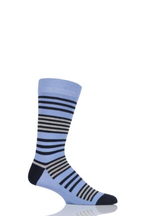 Mens 1 Pair SOCKSHOP Colour Burst Tonal Stripe Socks