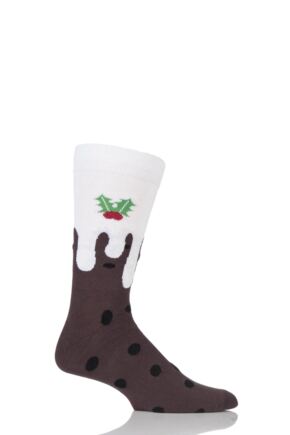 Mens 1 Pair SockShop Dare To Wear Christmas Pudding Cotton Socks Brown 7-11 Mens