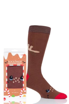 Mens and Ladies SOCKSHOP 1 Pair Lazy Panda Bamboo Fun & Novelty Socks Rudolph 7-11 Mens