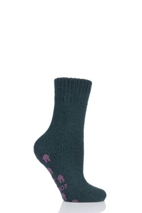 SOCKSHOP 1 Pair Natural Home Slipper Socks Highland Green 4-8 Ladies