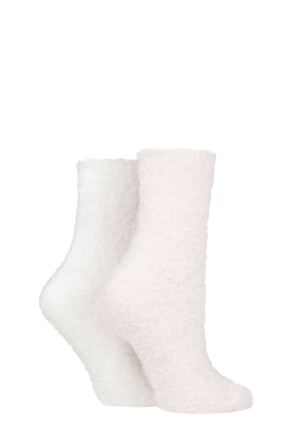 Ladies 2 Pair SOCKSHOP Feather Feel Leisure Socks Opal Pink / Cream 4-8 Ladies