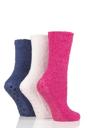 Ladies 3 Pair SOCKSHOP Super Cosy Socks with Grips