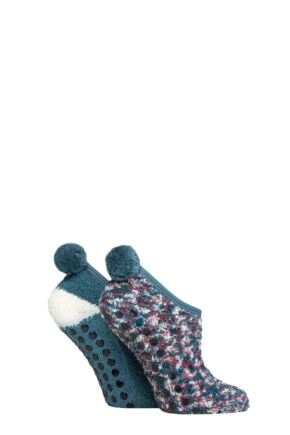 Ladies 2 Pair SOCKSHOP Pom Pom Mary Jane Socks