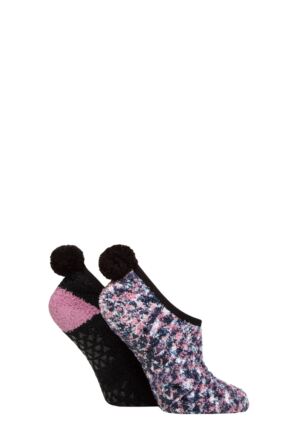 Ladies 2 Pair SOCKSHOP Pom Pom Mary Jane Socks