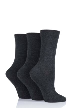 Ladies 3 Pair SockShop Gentle Bamboo Socks with Smooth Toe Seams in Plains and Stripes
