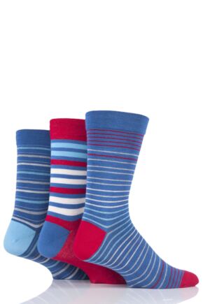 Mens 3 Pair SOCKSHOP Comfort Cuff Gentle Bamboo Striped Socks with Smooth Toe Seams Alpine Stripe 7-11 Mens