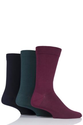 Mens 3 Pair SOCKSHOP Comfort Cuff Plain Gentle Bamboo Socks with Smooth Toe Seams Royals 12-14 Mens