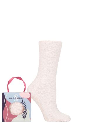 Ladies 1 Pair SOCKSHOP Chenille & Cosy Gift Boxed Socks Baby Pink 4-8 Ladies