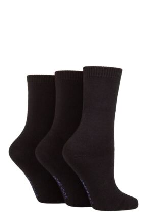 Ladies 3 Pair SOCKSHOP Cushioned Bamboo Boot Socks Black 4-8 Ladies