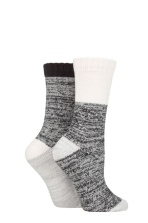 Ladies 2 Pair SOCKSHOP Velvet Soft Boot Socks
