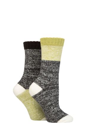 Ladies 2 Pair SOCKSHOP Velvet Soft Boot Socks Spanish Moss 4-8