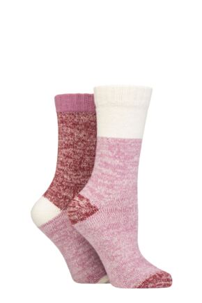 Ladies 2 Pair SOCKSHOP Velvet Soft Boot Socks Smokey Pink 4-8