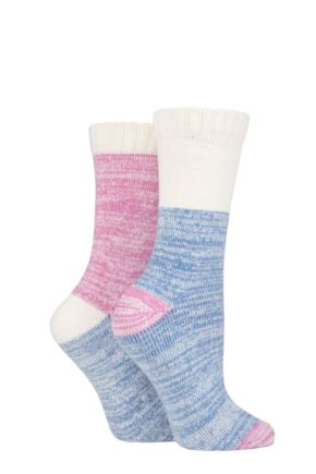 Ladies 2 Pair SOCKSHOP Velvet Soft Boot Socks Neon Lights 4-8 Ladies