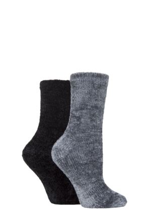 Ladies 2 Pair SOCKSHOP Chenille Boot Socks