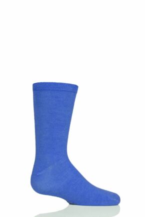 Boys and Girls 1 Pair SOCKSHOP Plain and Striped Bamboo Socks with Comfort Cuff and Smooth Toe Seams Denim 9-12