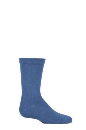 Boys and Girls 1 Pair SOCKSHOP Plain and Striped Bamboo Socks with Comfort Cuff and Smooth Toe Seams Denim 12.5-3.5