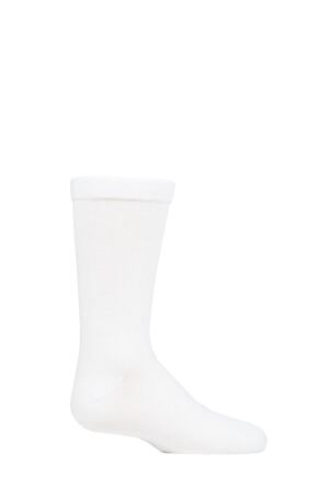 Boys and Girls 1 Pair SOCKSHOP Plain Bamboo Socks with Comfort Cuff and Smooth Toe Seams White 12.5-3.5
