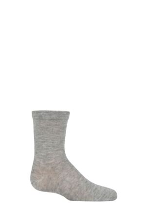 Boys and Girls 1 Pair SOCKSHOP Plain and Striped Bamboo Socks with Comfort Cuff and Smooth Toe Seams Light Grey 6-8.5