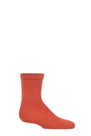 Boys and Girls 1 Pair SOCKSHOP Plain and Striped Bamboo Socks with Comfort Cuff and Smooth Toe Seams Rust 9-12