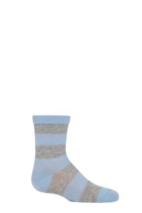 Boys and Girls 1 Pair SOCKSHOP Plain and Striped Bamboo Socks with Comfort Cuff and Smooth Toe Seams Blue / Grey 6-8.5