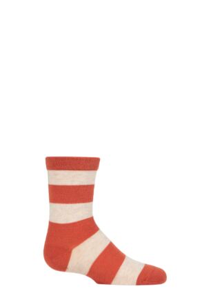 Boys and Girls 1 Pair SOCKSHOP Plain and Striped Bamboo Socks with Comfort Cuff and Smooth Toe Seams Rust / Beige 6-8.5