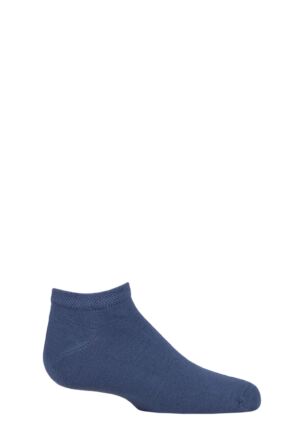 Boys and Girls 1 Pair SOCKSHOP Plain Bamboo Trainer Socks with Smooth Toe Seams Denim 6-8.5 Kids (1-3 Years)