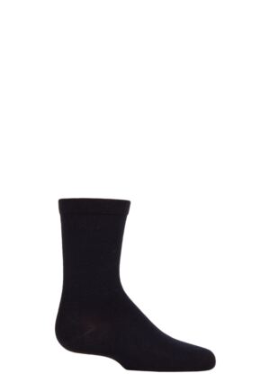 Boys and Girls 1 Pair SOCKSHOP Plain Mid-Weight Bamboo Socks with Comfort Cuff and Smooth Toe Seams Navy 4-5.5