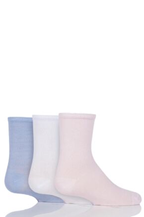Babies and Kids 3 Pair SockShop Plain and Stripe Bamboo Socks with Smooth Toe Seams