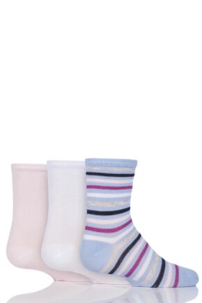 Babies and Kids 3 Pair SOCKSHOP Plain and Stripe Bamboo Socks with Smooth Toe Seams