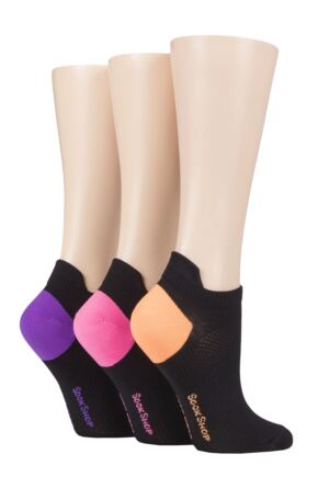 Ladies 3 Pair SOCKSHOP Poly Sports No Show Socks