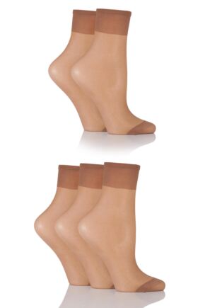 Ladies 5 Pair SOCKSHOP 15 Denier Ankle Highs