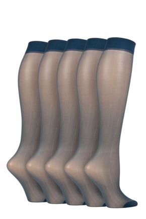 Ladies 5 Pair SOCKSHOP 15 Denier Knee Highs