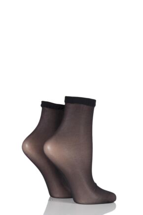 Ladies 2 Pair SockShop 10 Denier Classic Nylon Ankle Highs