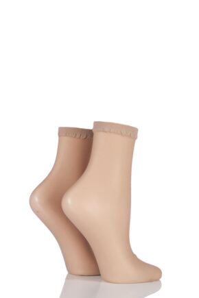 Ladies 2 Pair SockShop 10 Denier Classic Nylon Ankle Highs