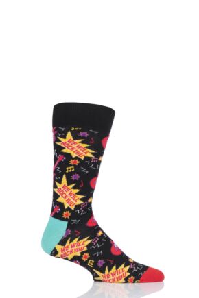 Happy Socks 1 Pair Queen 'We Will Rock You' Combed Cotton Socks