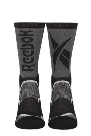 Mens and Ladies 1 Pair Reebok Technical Recycled Crew Technical Fitness Socks Black 2.5-3.5 UK