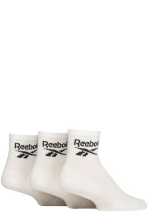 Mens and Ladies 3 Pair Reebok Core Cotton Cushioned Ankle Socks