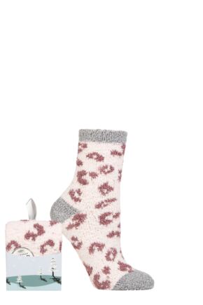 Ladies 1 Pair SOCKSHOP Wildfeet Gift Boxed Fluffy Slipper Socks