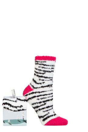 Ladies 1 Pair SOCKSHOP Wildfeet Gift Boxed Fluffy Slipper Socks