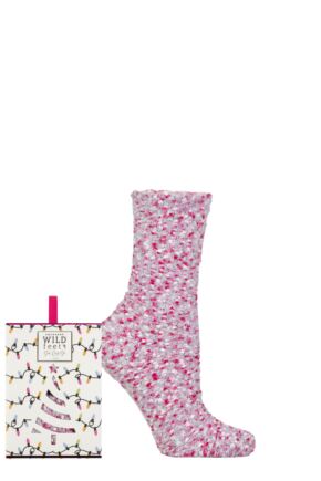 Ladies 1 Pair SOCKSHOP Wildfeet Christmas Gift Boxed Popcorn Bed Socks Lilac 4-8