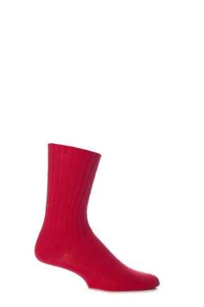Mens and Ladies 1 Pair SOCKSHOP of London Mohair Ribbed Knit Comfort Cuff True Socks Red 11-13