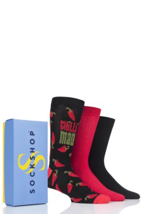 Mens 3 Pair SOCKSHOP Bamboo Bright Gift Boxed Socks Ring of Fire 7-11 Mens