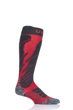 Mens 1 Pair UYN Ski Magma Socks Red 35-38