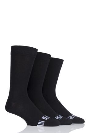 Mens 3 Pair SockShop Wild Feet 'Plain Black Socks' Crew Socks