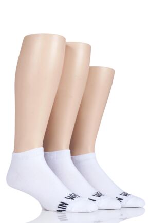 Mens 3 Pair SockShop Wild Feet 'Plain White Socks' Trainer Socks