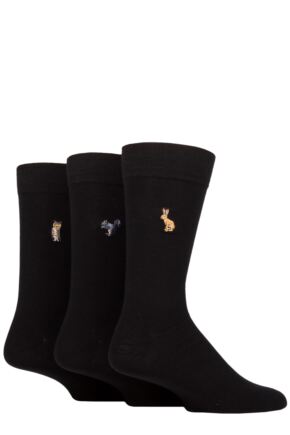 Mens 3 Pair SOCKSHOP Wild Feet Embroidered Socks